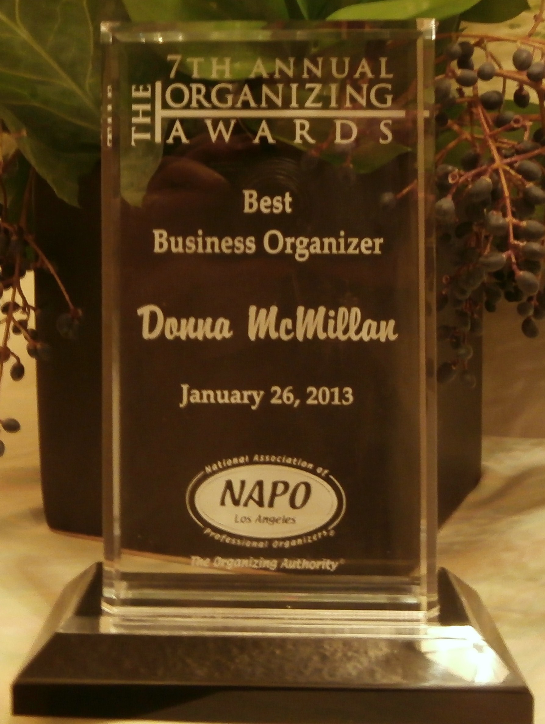 "Best Business Organizer" Award